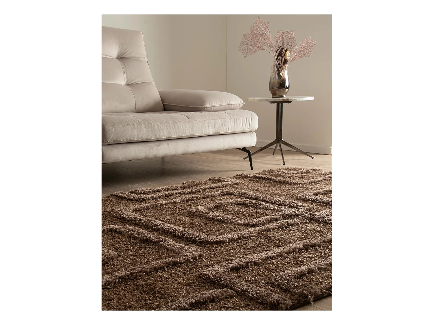 Hochflorteppich 125x185 Dunkelbraun Thun Artem