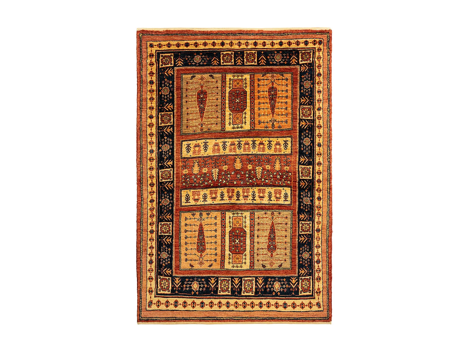 Wollteppich 106x158 Braun Kashkuli