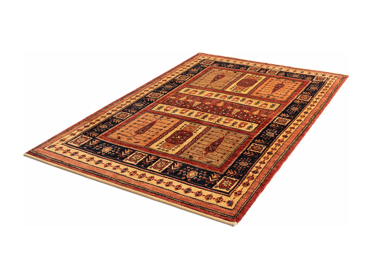 Wollteppich 106x158 Braun Kashkuli