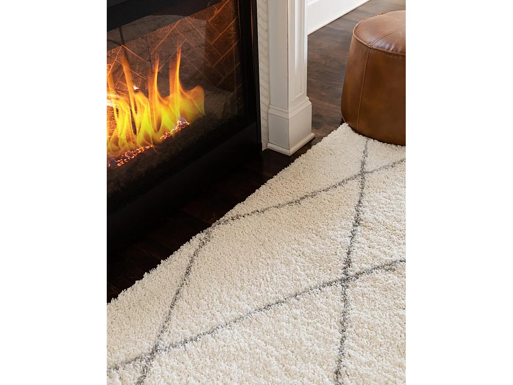 Tapis shaggy 125x185 blanc crème Lachen Fence