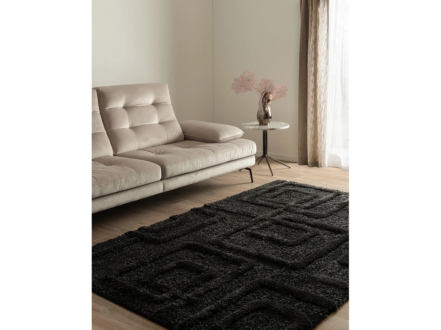 Hoogpolig tapijt 305x240 Zwart Thun Artem