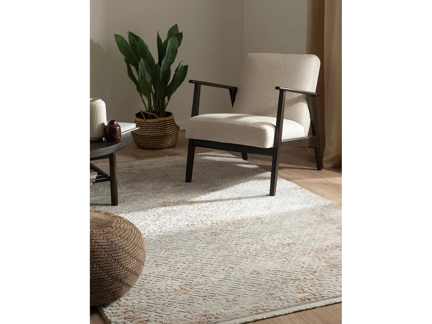 Tapijt 160x160 Beige Davos Fusion