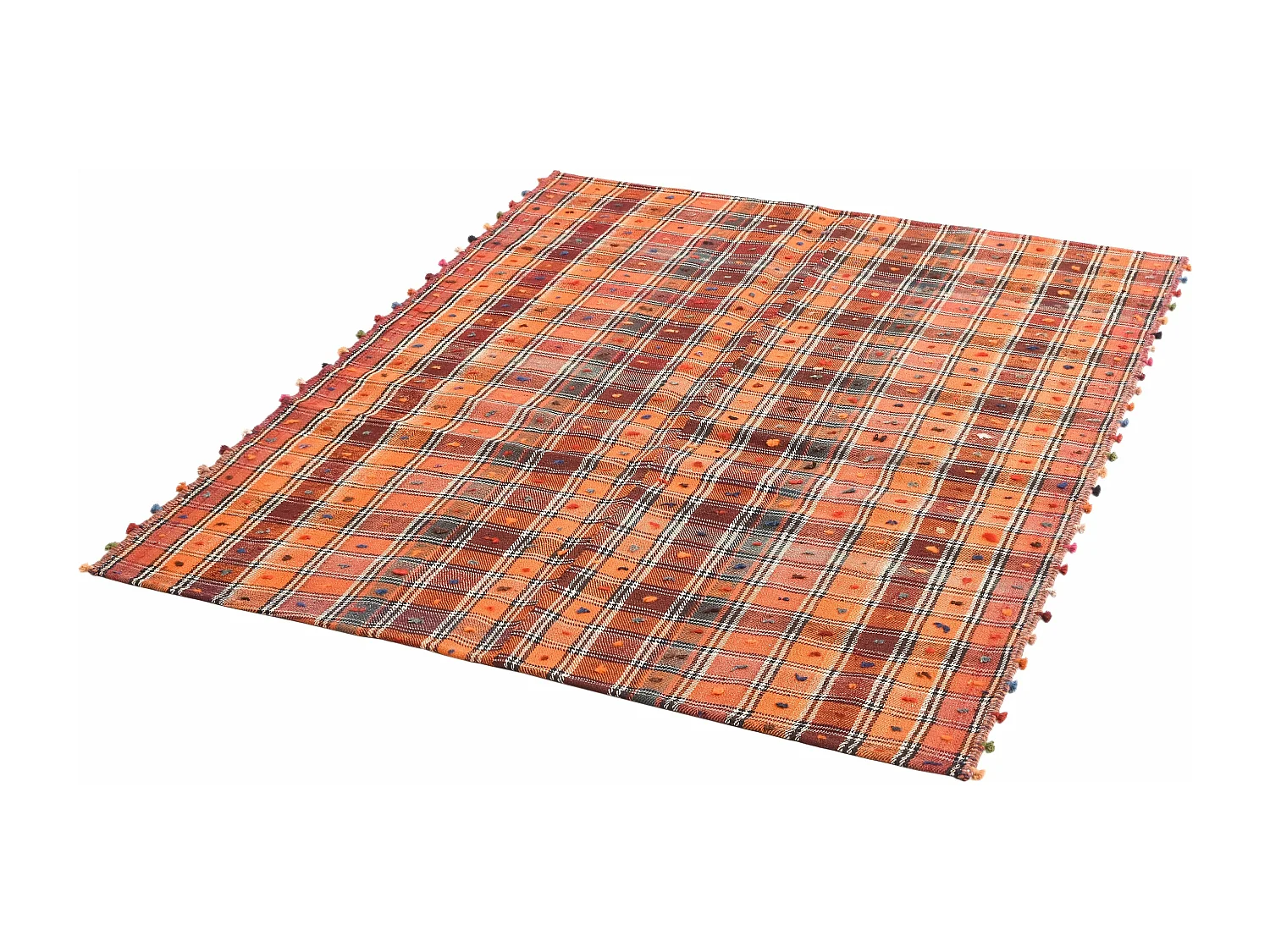 Wollteppich 144x177 Orange Jajim