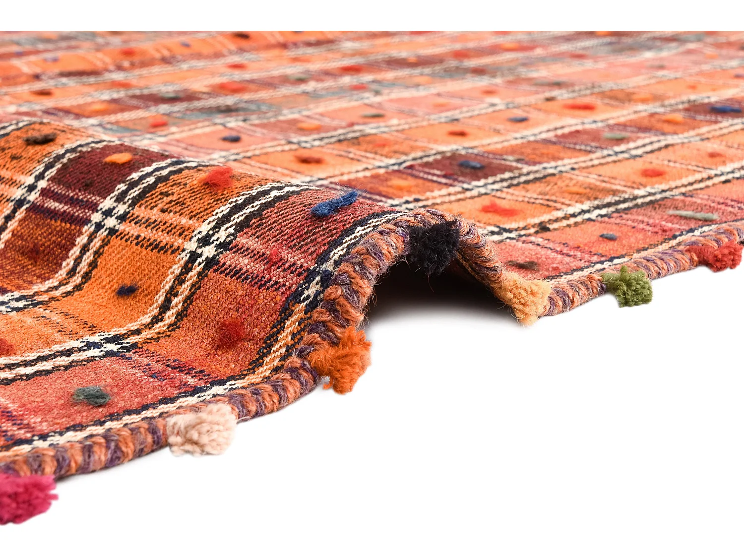 Wollteppich 144x177 Orange Jajim