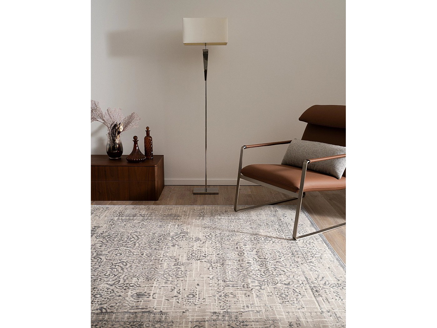 Tapeto 240x240 bianco crema Bern Shimmer