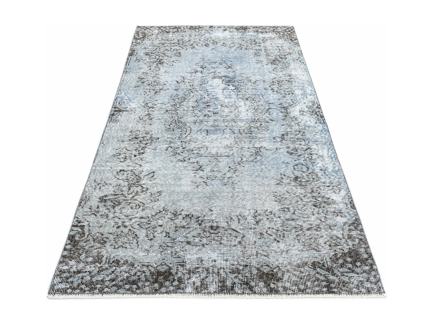 Tapis de laine 99x216 Bleu Ultra Vintage