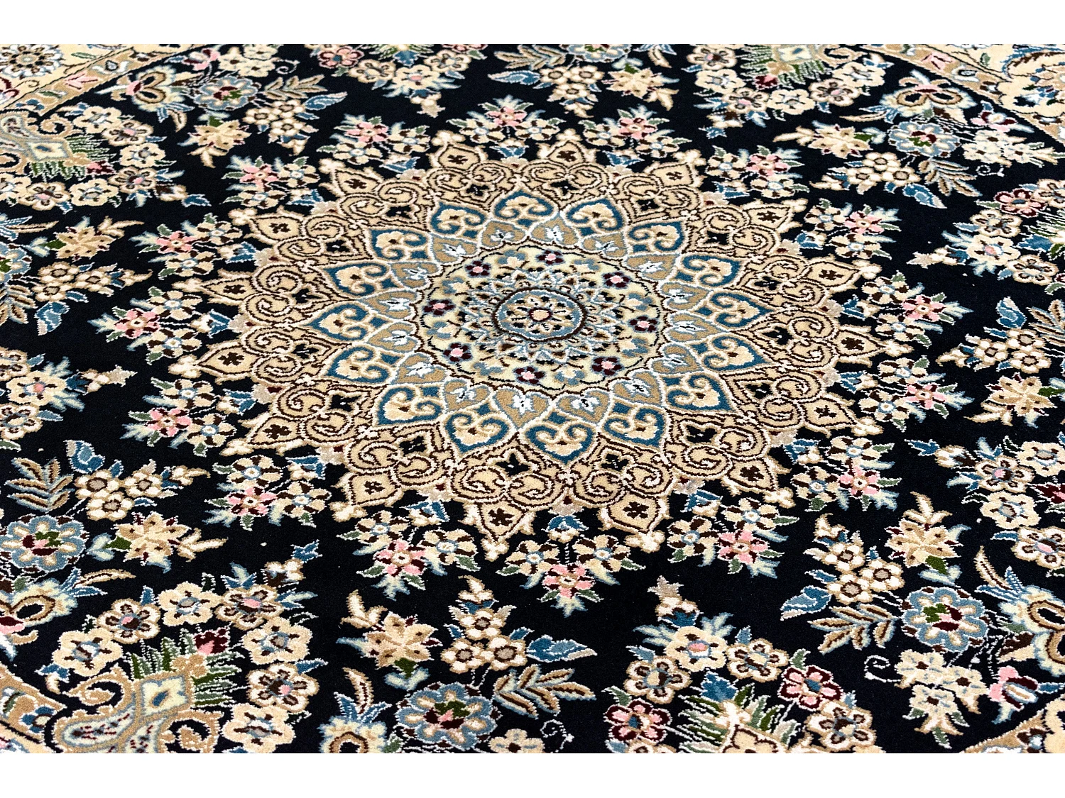 Tapis de laine 150x150 Bleu Nain