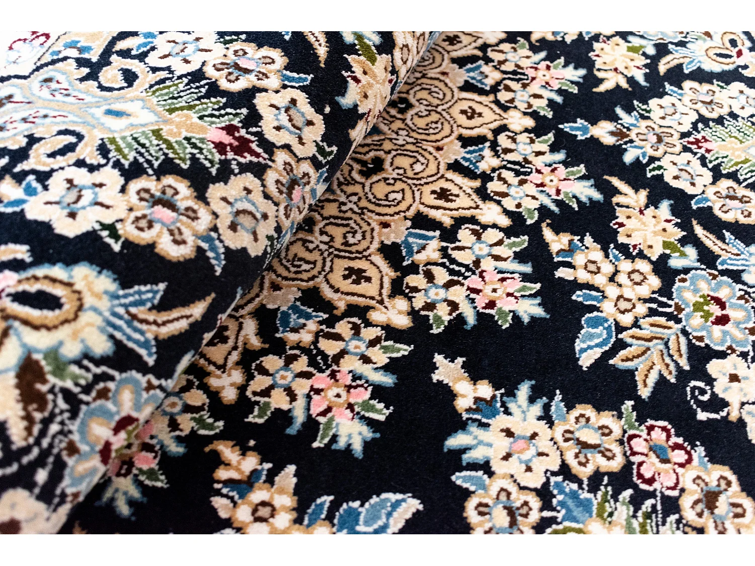 Tapis de laine 150x150 Bleu Nain