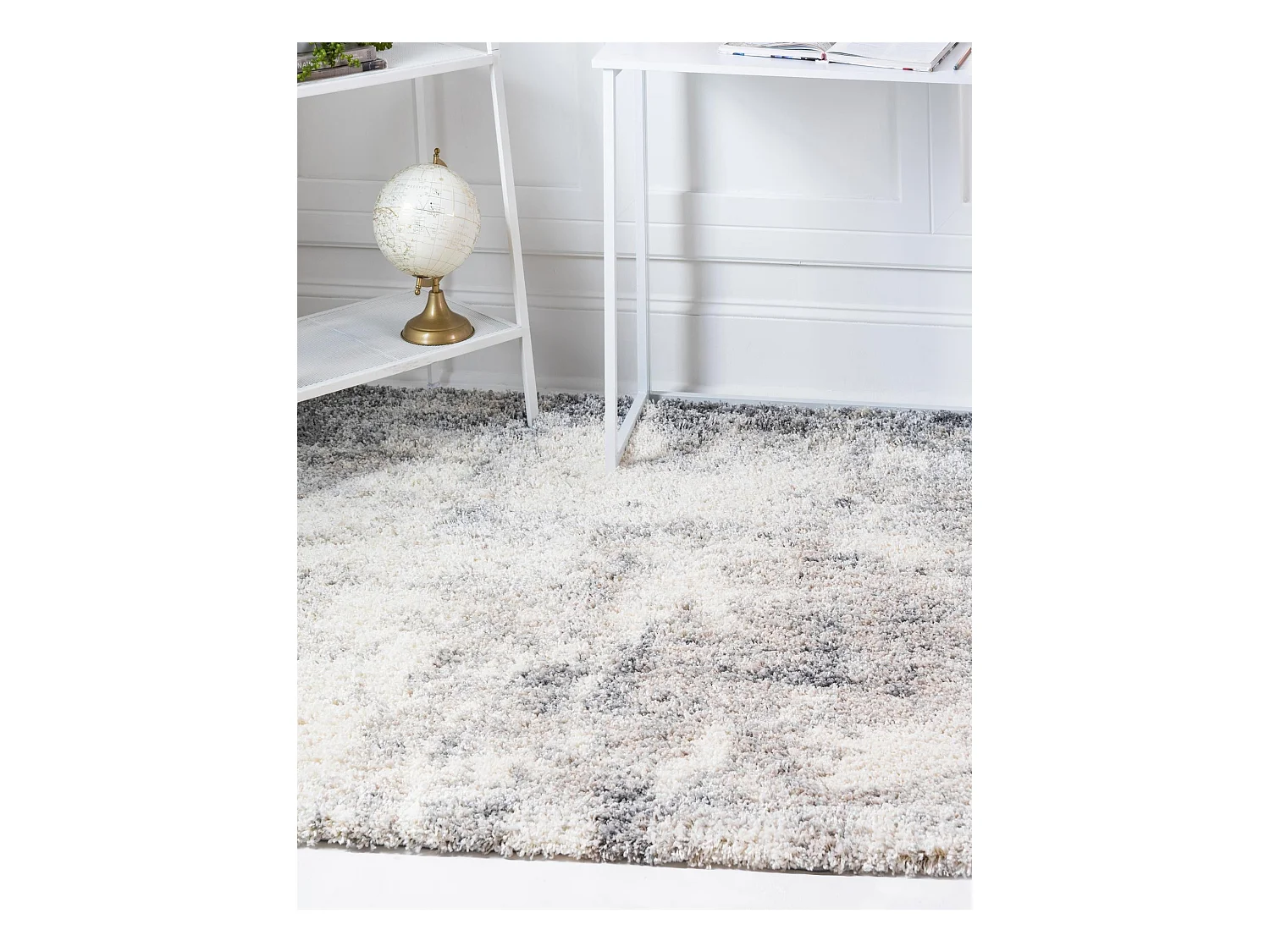 Hoogpolig tapijt 240x240 Beige - Grijs Lachen Haze