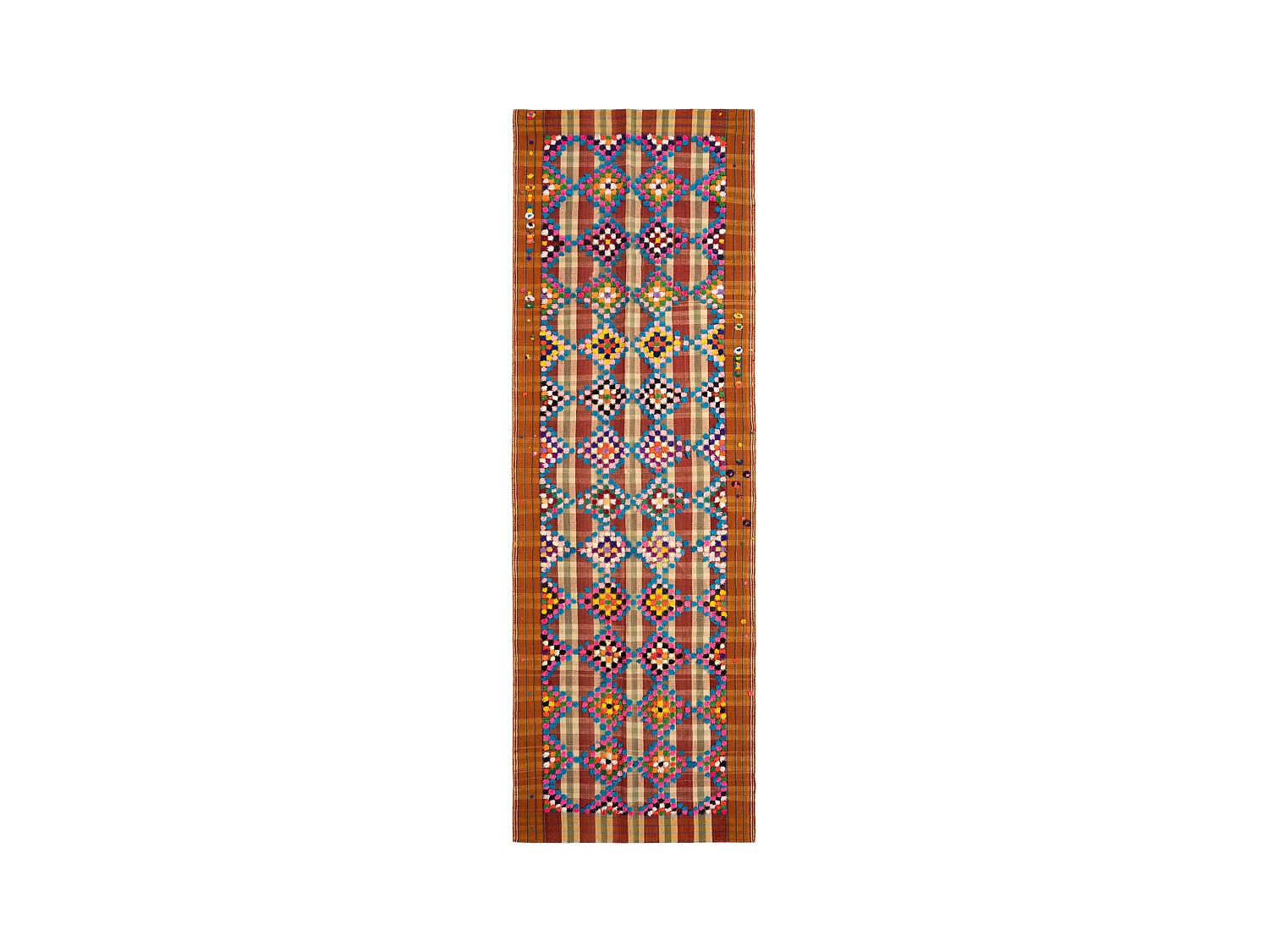 Tapis de laine 125x368 orange Jajim