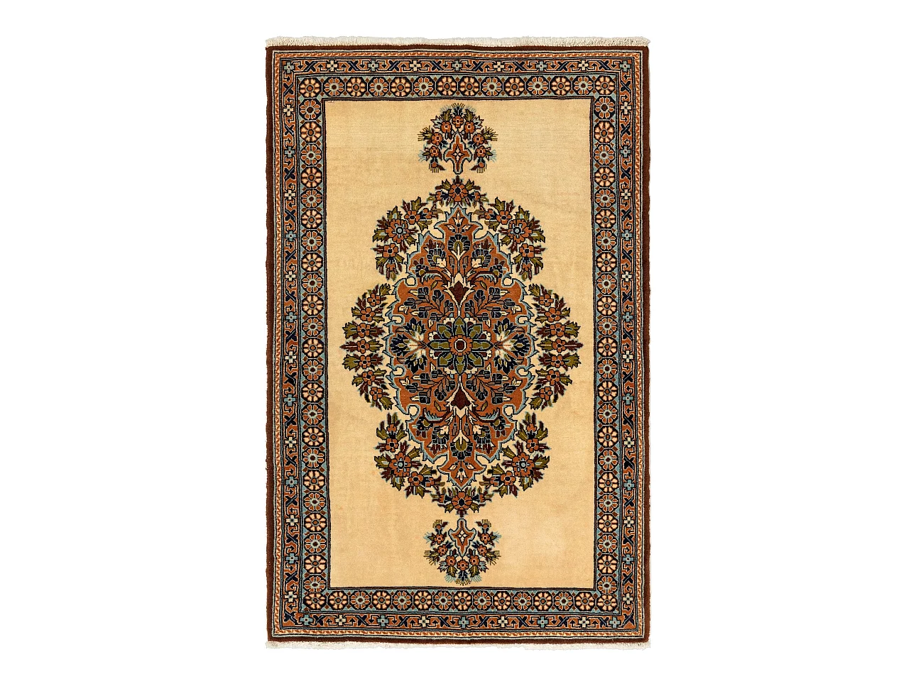 Tapis de laine 75x118 beige Ghom