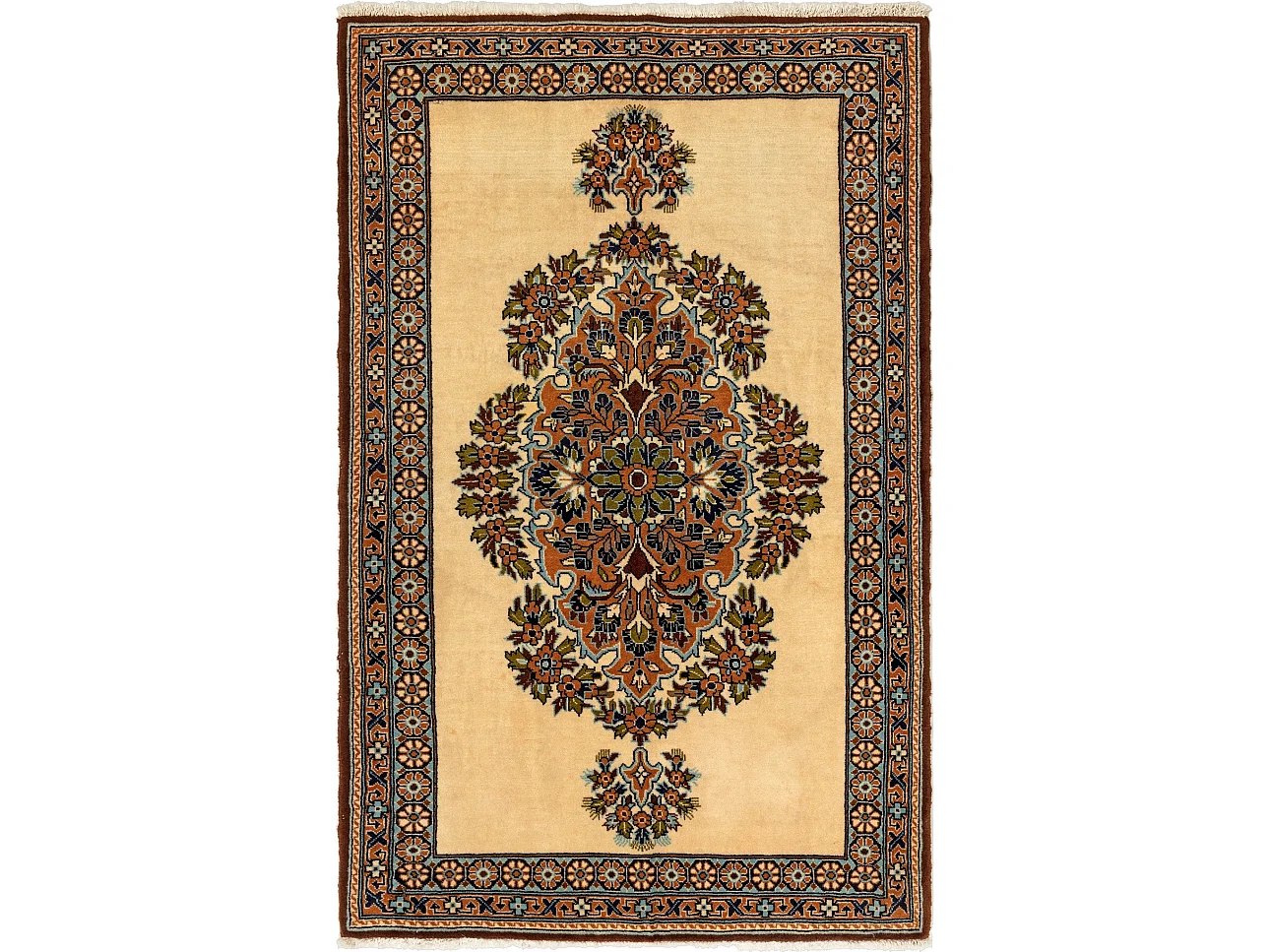 Tapis de laine 75x118 beige Ghom