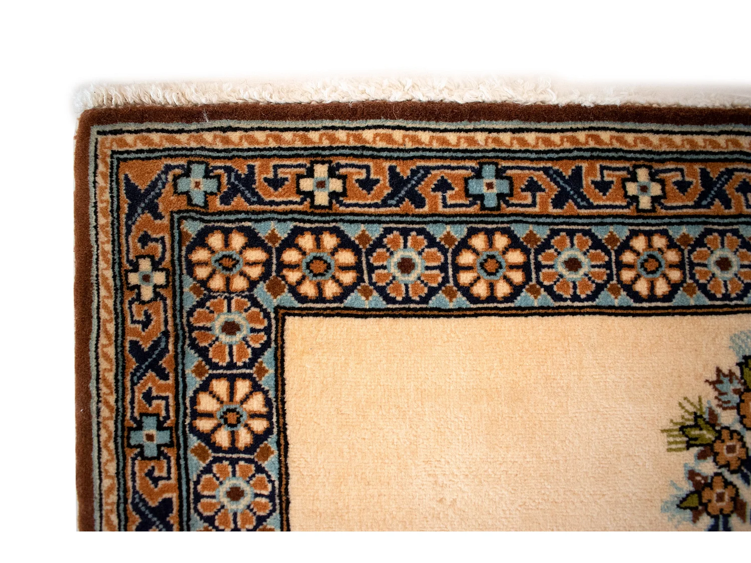 Tapis de laine 75x118 beige Ghom