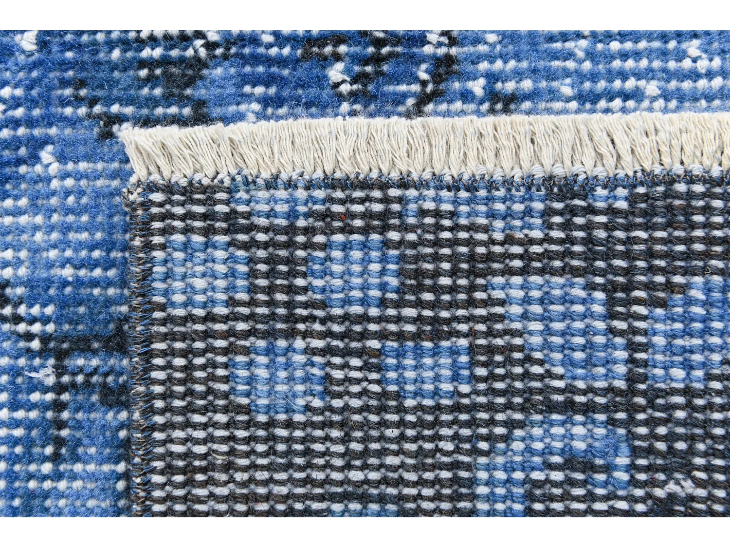 Tapis de laine 142x264 Bleu Ultra Vintage