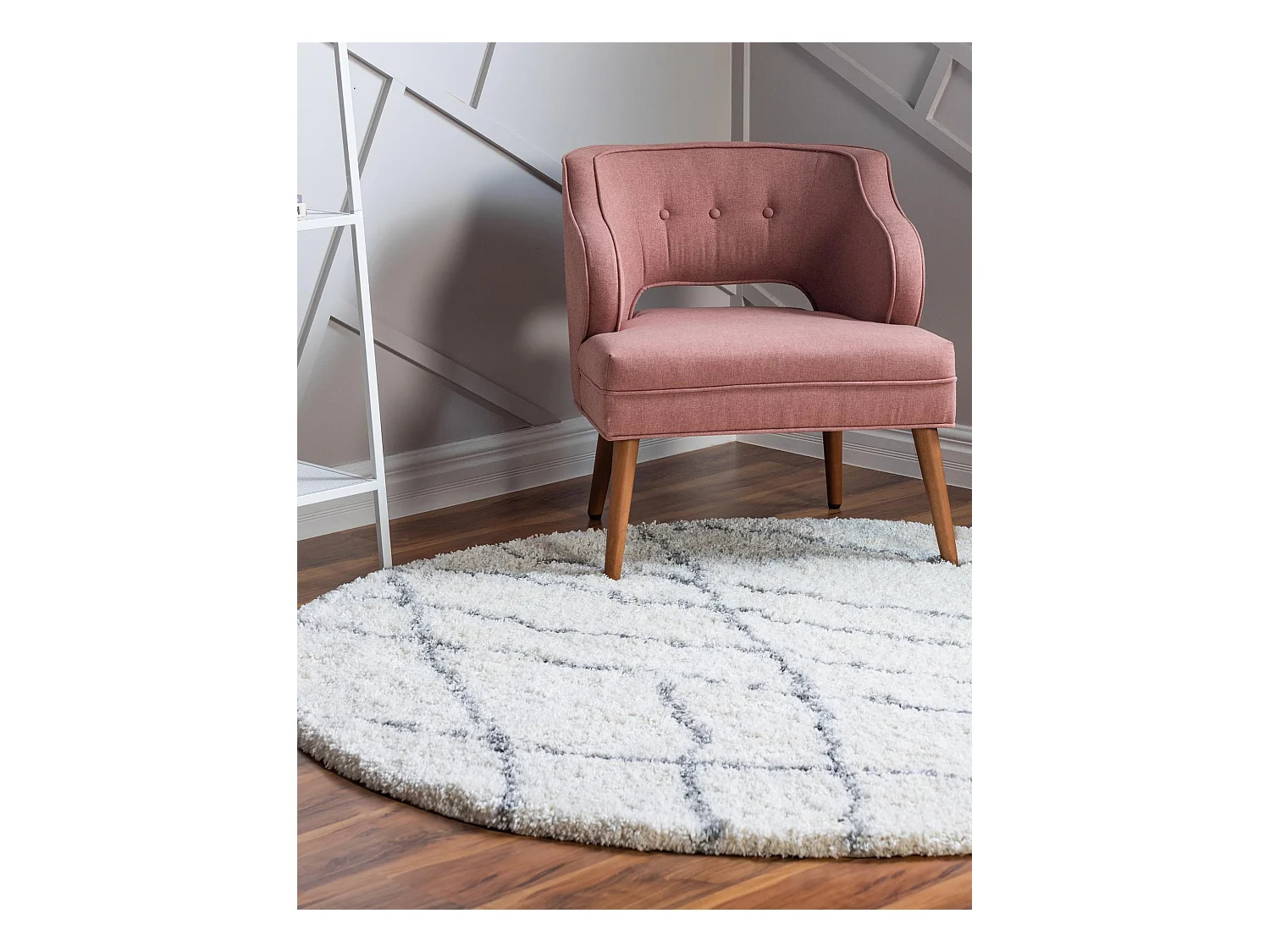 Hochflorteppich 125x125 Cremeweiß Lachen Fence