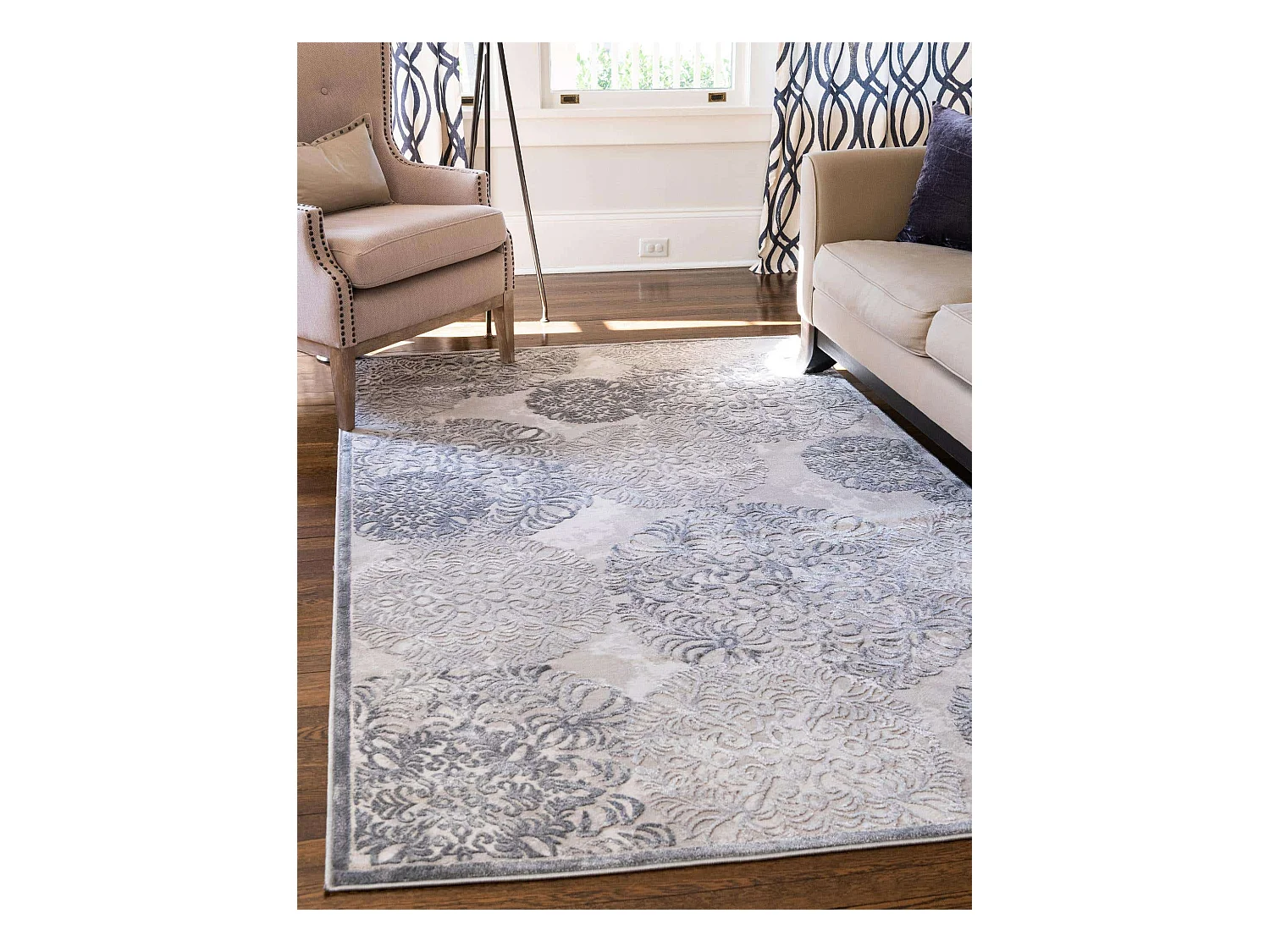 Tapis 125x125 gris Bern Clouds