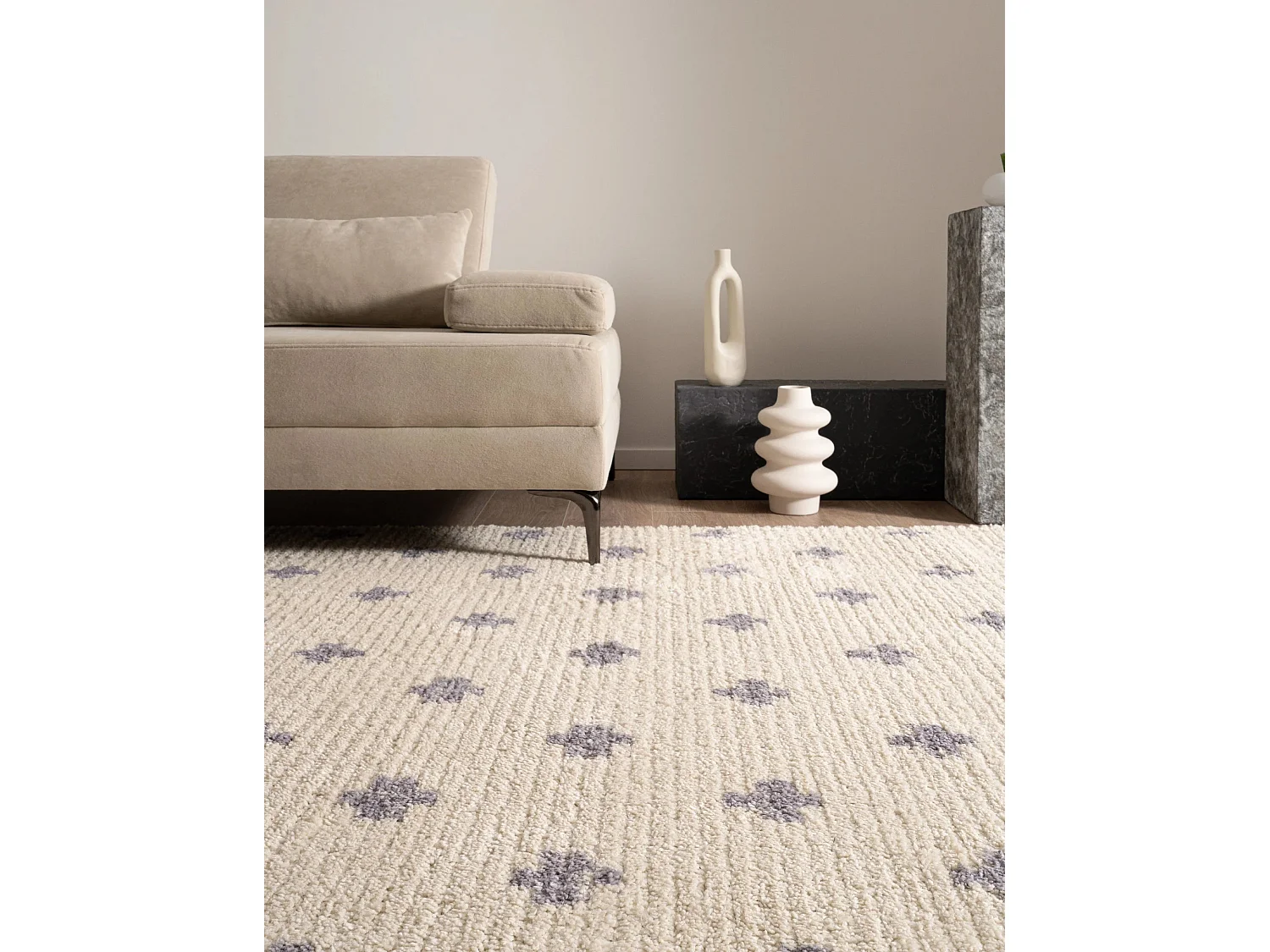 Hoogpolig tapijt 305x80 Beige Frauenfeld Rood