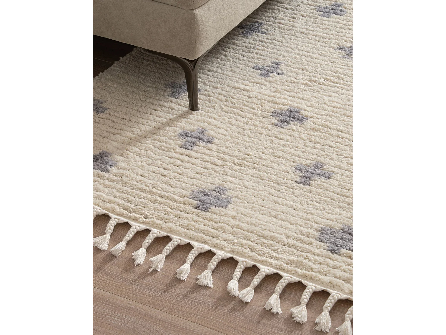 Hoogpolig tapijt 305x80 Beige Frauenfeld Rood