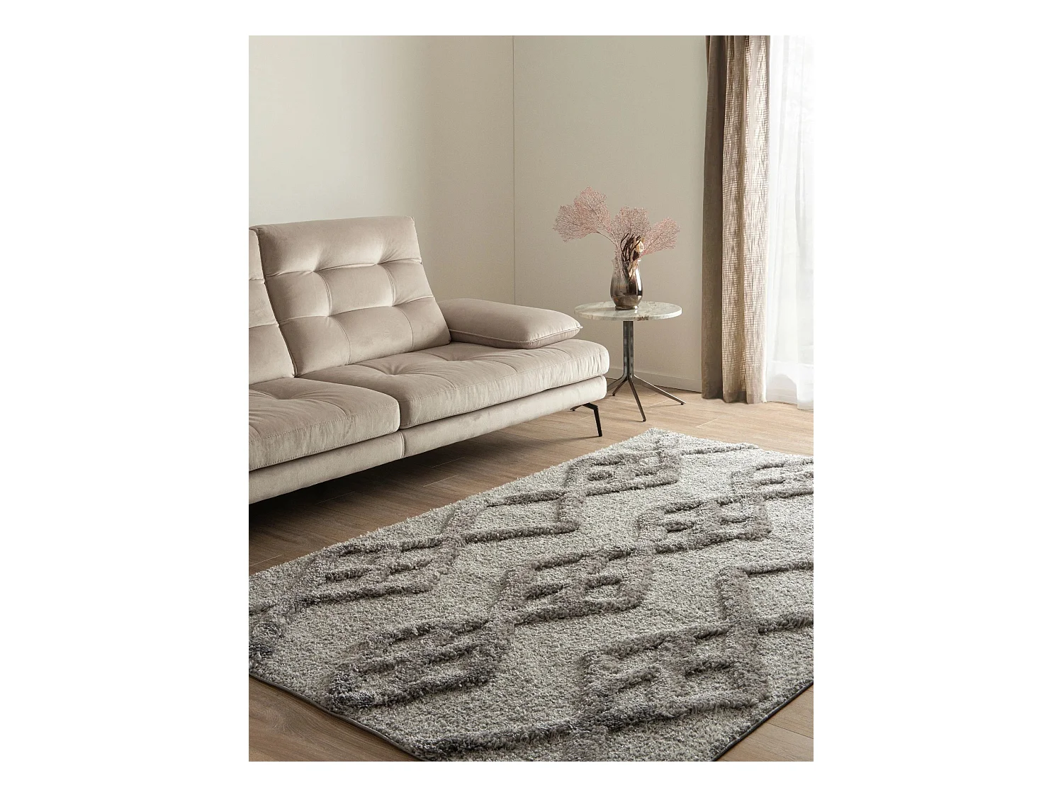 Tapis shaggy 125x185 gris Thun Tribus