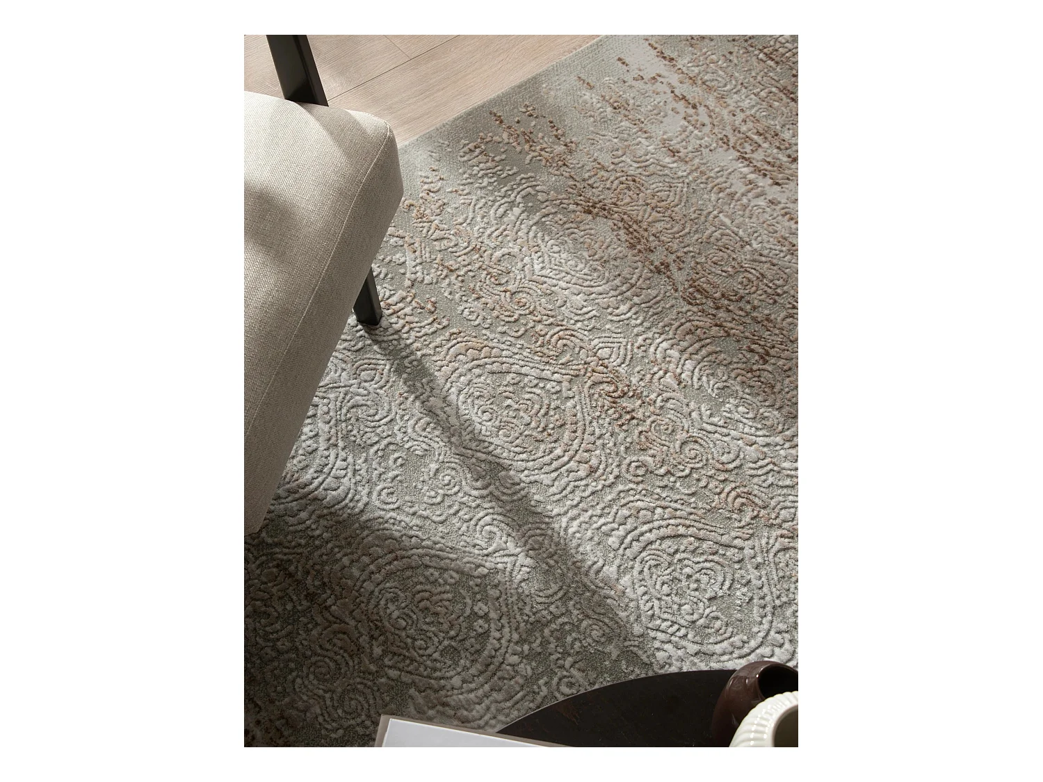 Tapijt 160x160 Grijs Beige Davos Charme