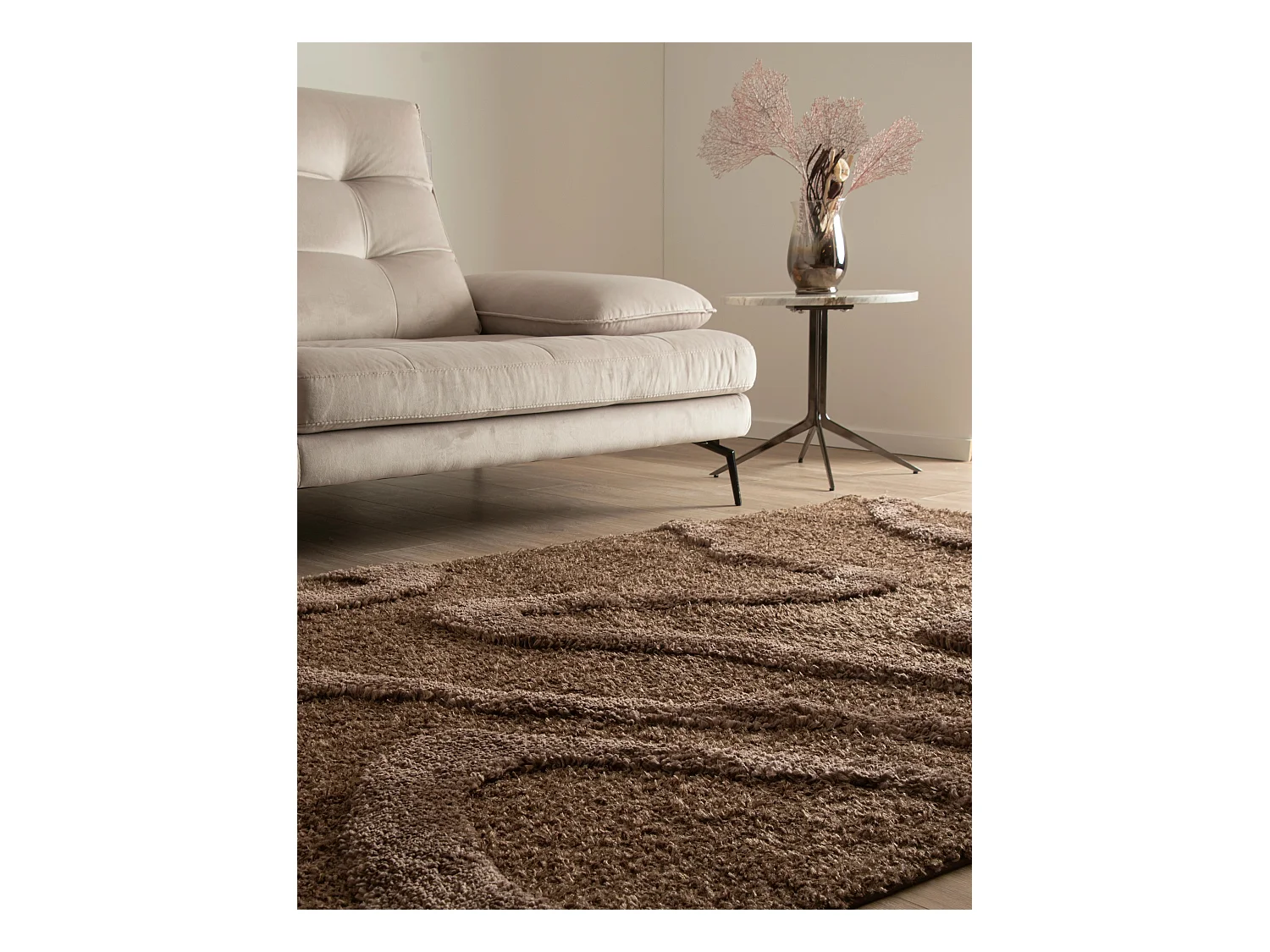 Hoogpolig tapijt 245x160 Donkerbruin Thun Arbor