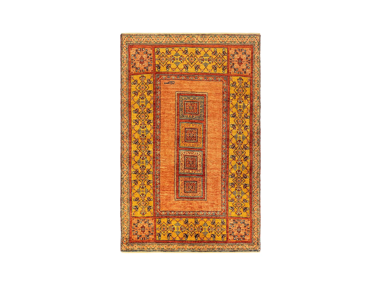 Tapis de laine 107x169 orange Kashkuli