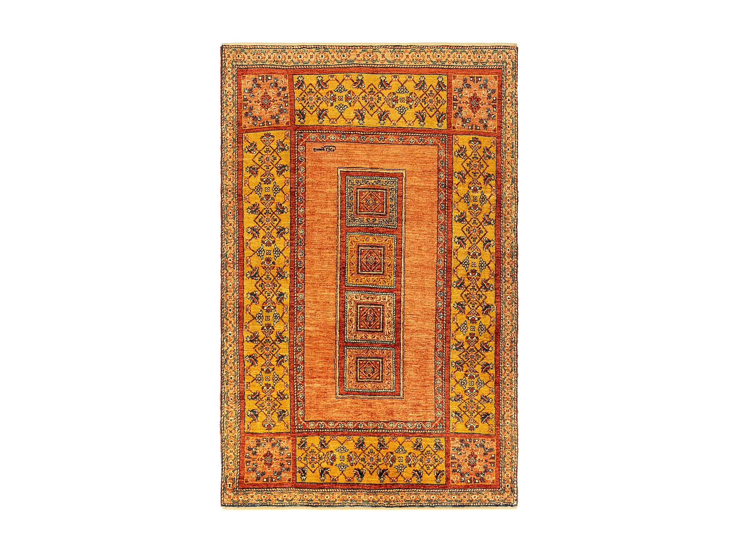 Tapis de laine 107x169 orange Kashkuli