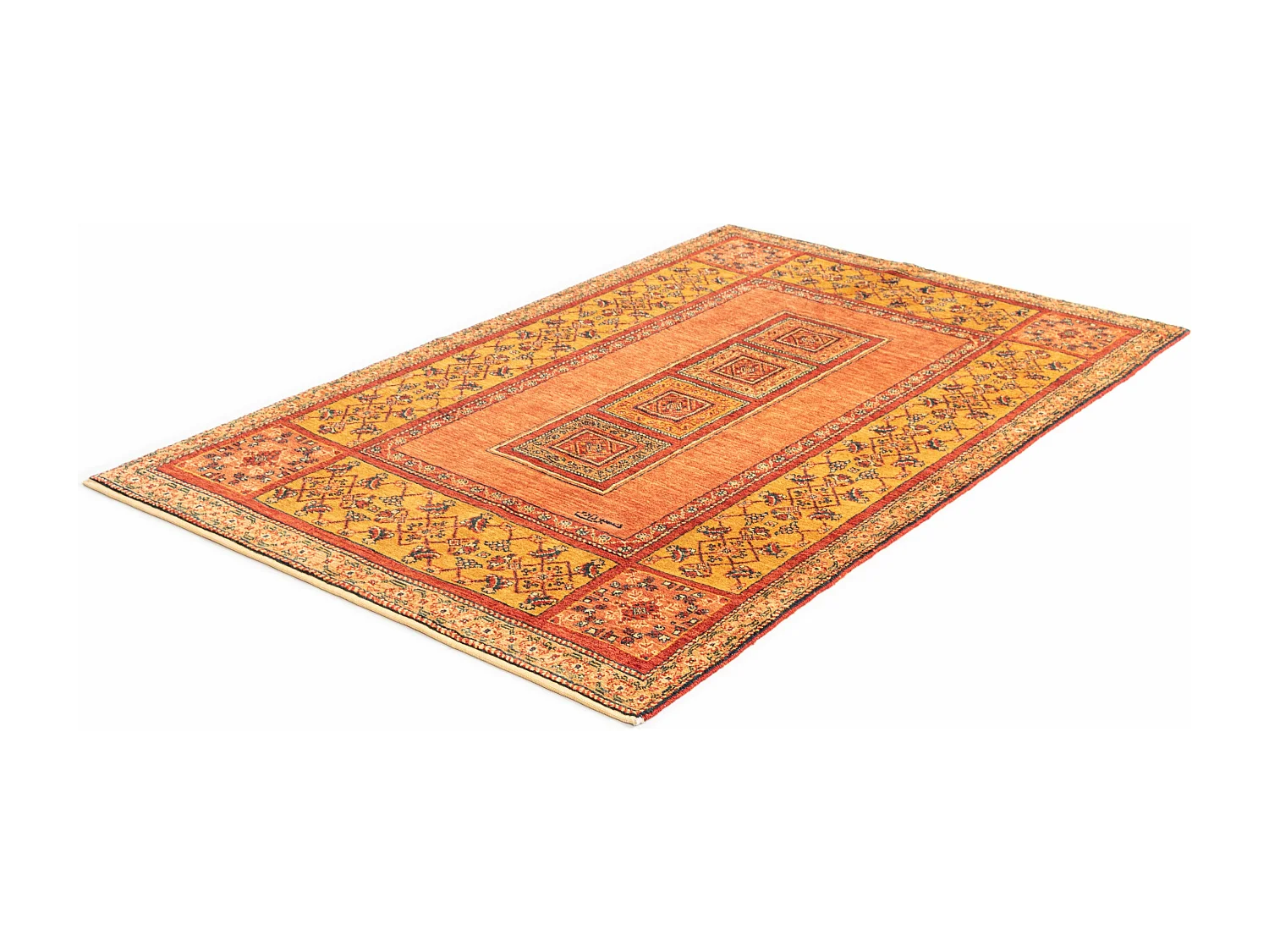 Tapis de laine 107x169 orange Kashkuli
