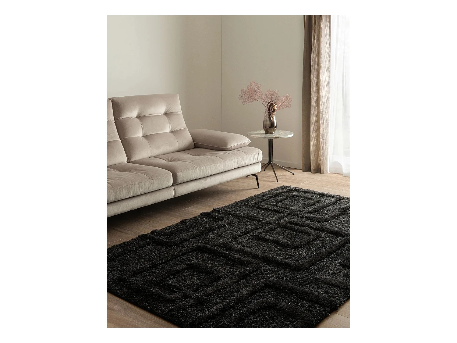 Tapis shaggy 160x245 noir Thun Artem