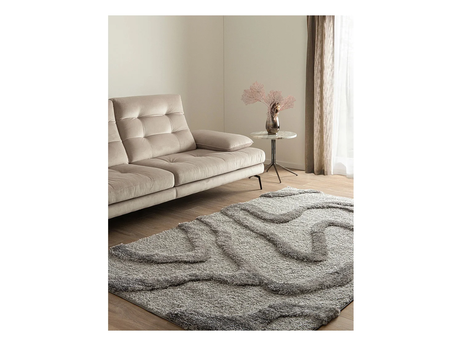 Tapis shaggy 125x185 gris Thun Tribus