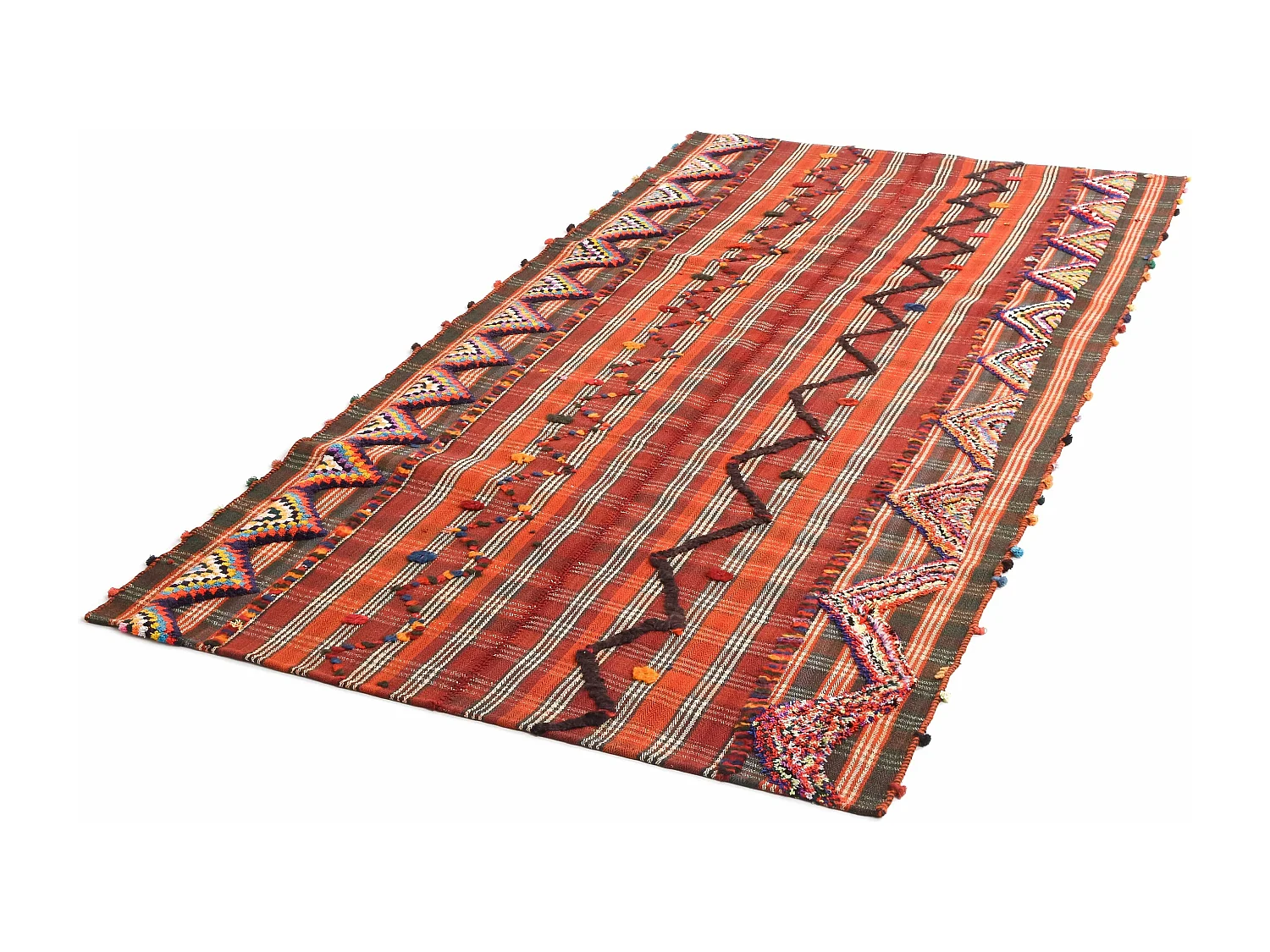 Tapis de laine 145x272 rouge Jajim