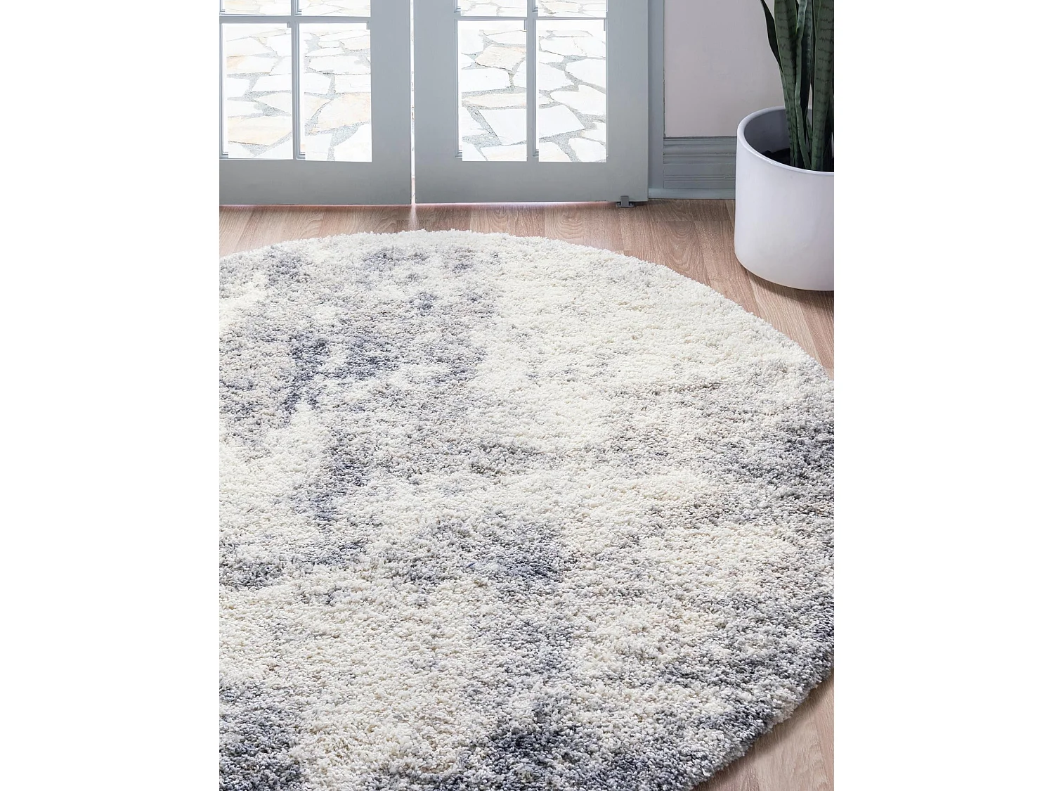 Tappeto shaggy  185x185 beige - grigio Lachen Haze