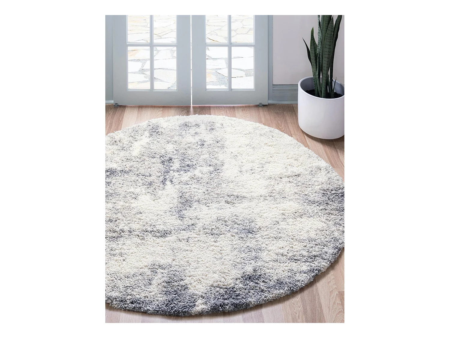 Tapis shaggy 185x185 beige -  gris Lachen Haze