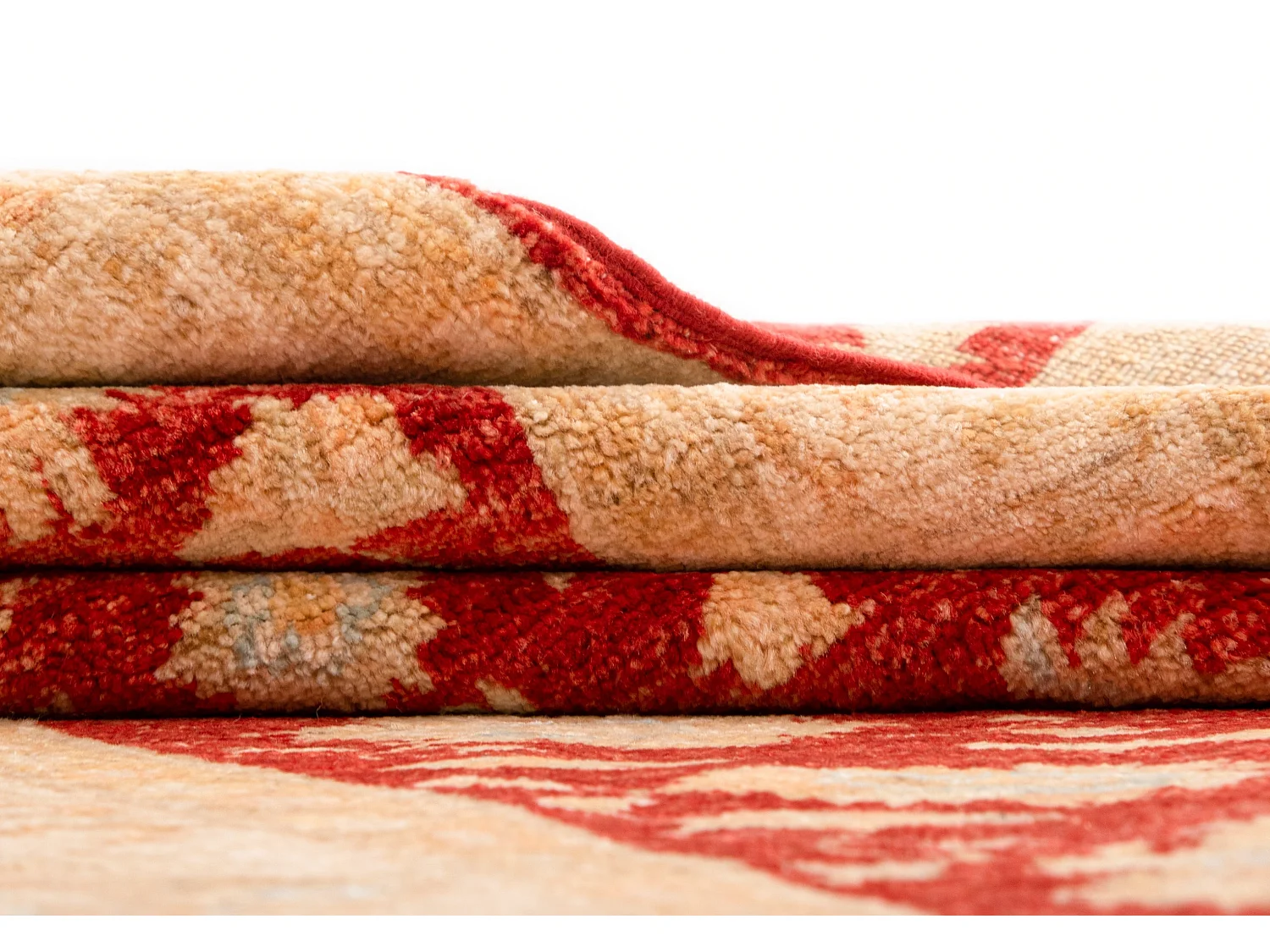 Läufer-Wollteppich 105x493 Beige Kaizar