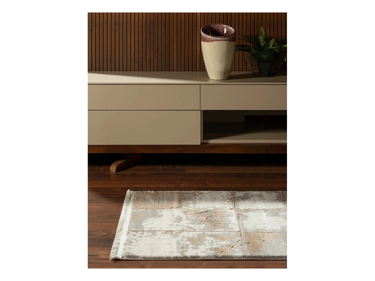 Teppich 62x120 Beige Davos Cube