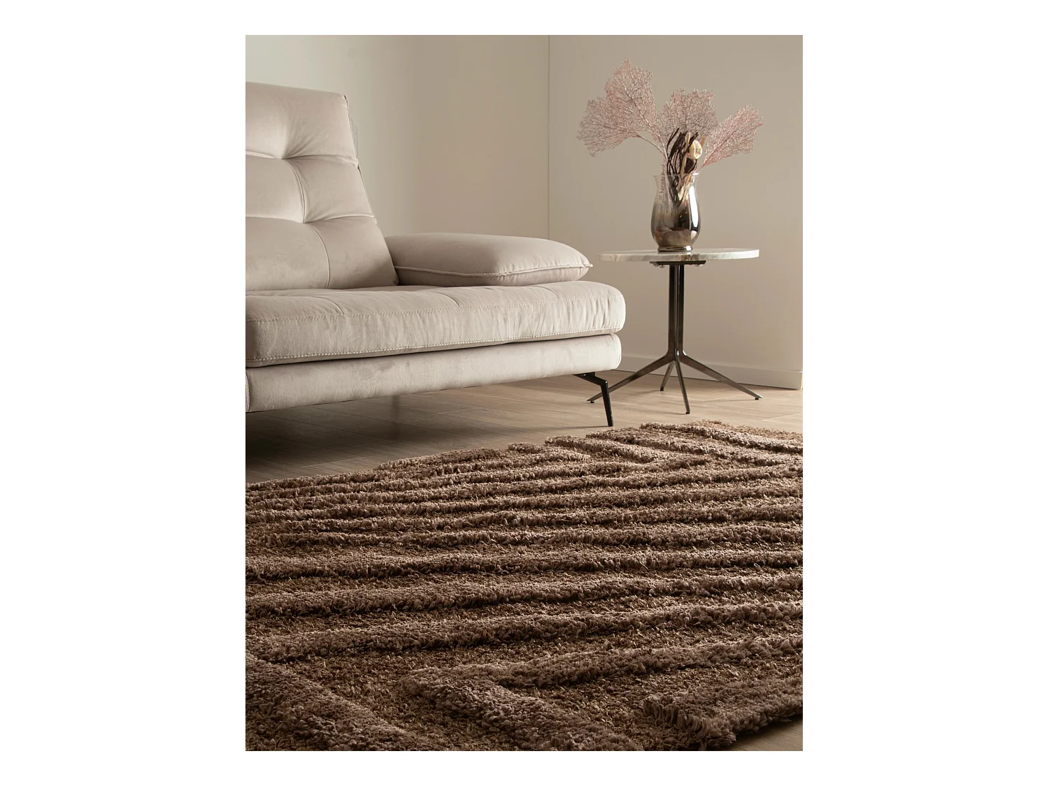 Hoogpolig tapijt 305x240 Donkerbruin Thun Avis