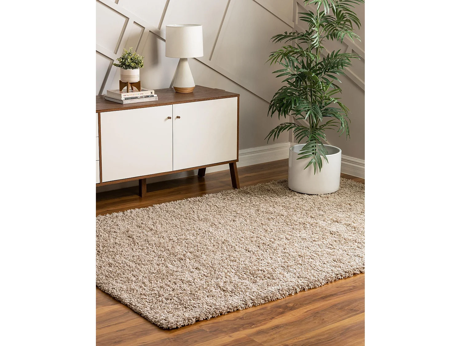 Hoogpolig tapijt 91x61 Bruin Solid Shag