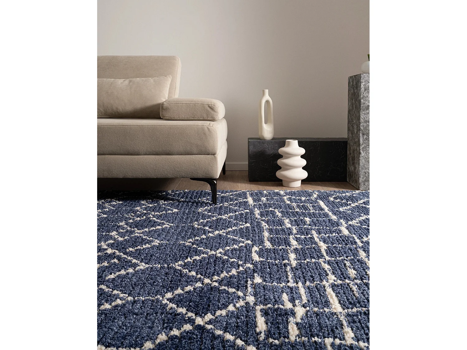 Tapis shaggy 160x245 Bleu Frauenfeld Diamond