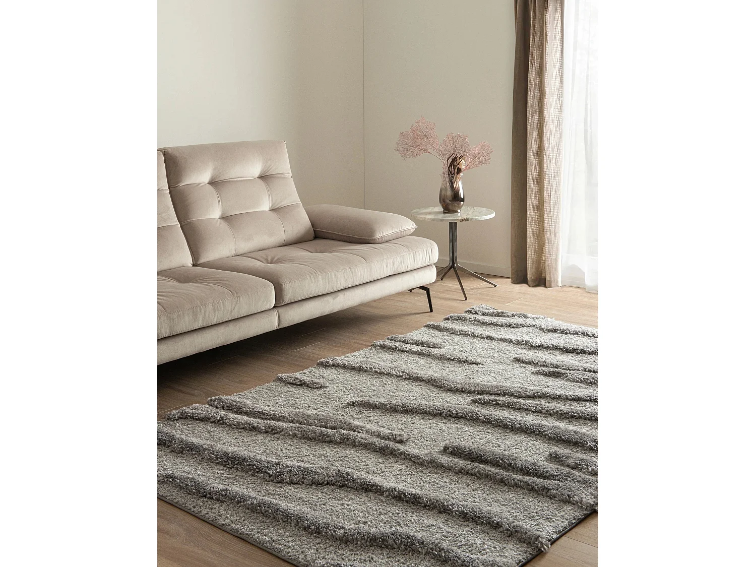 Tapis shaggy 125x185 gris Thun Arbor