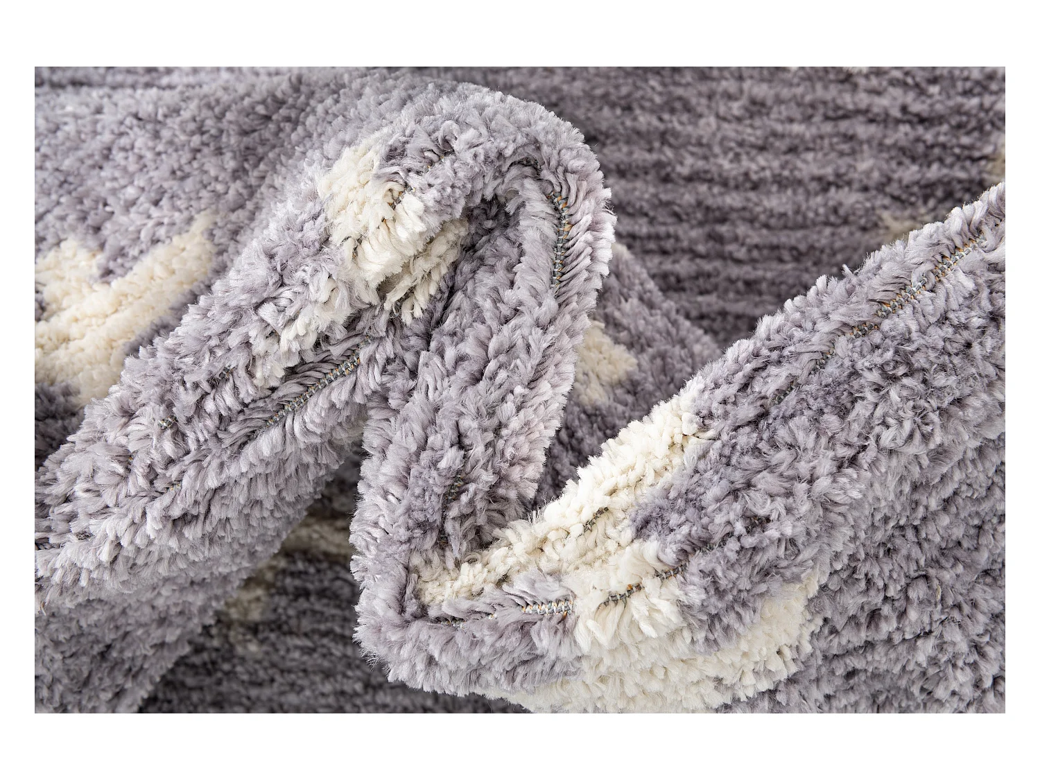 Hoogpolig tapijt 305x80 Grijs Frauenfeld Rood