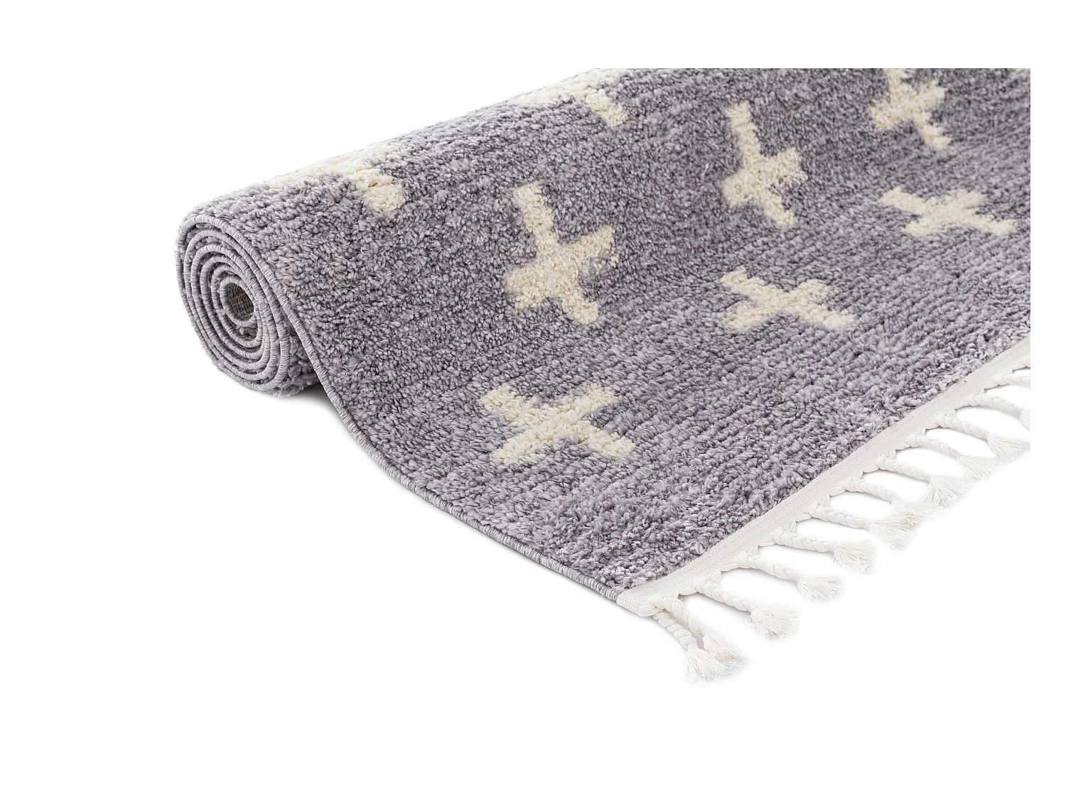 Hoogpolig tapijt 305x80 Grijs Frauenfeld Rood