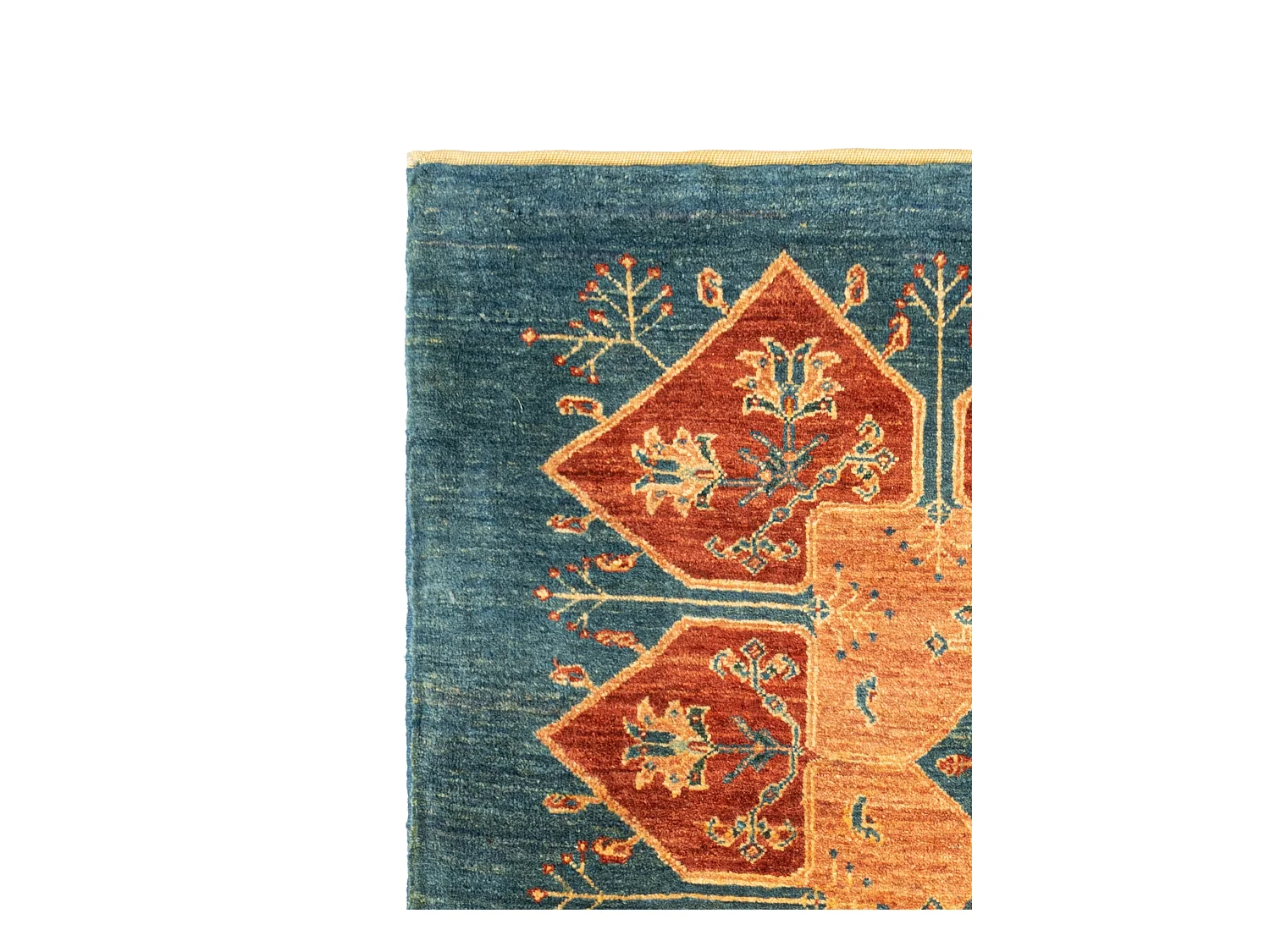 Läufer-Wollteppich 94x208 Blau Kashkuli