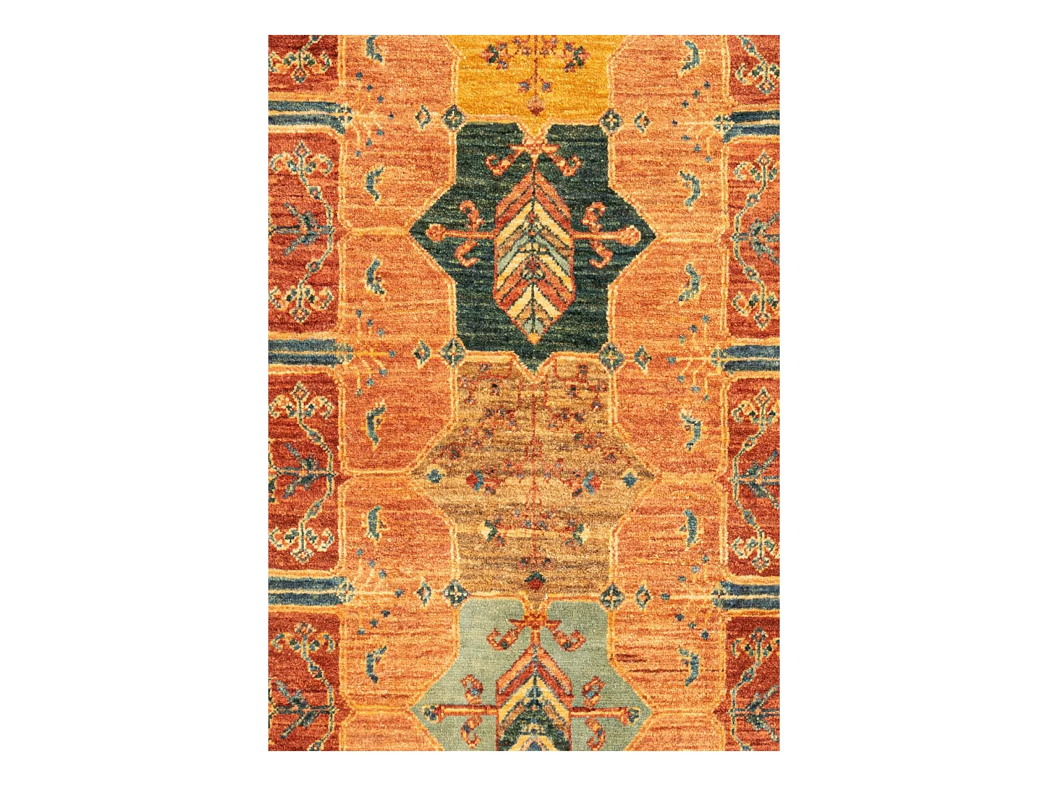 Läufer-Wollteppich 94x208 Blau Kashkuli