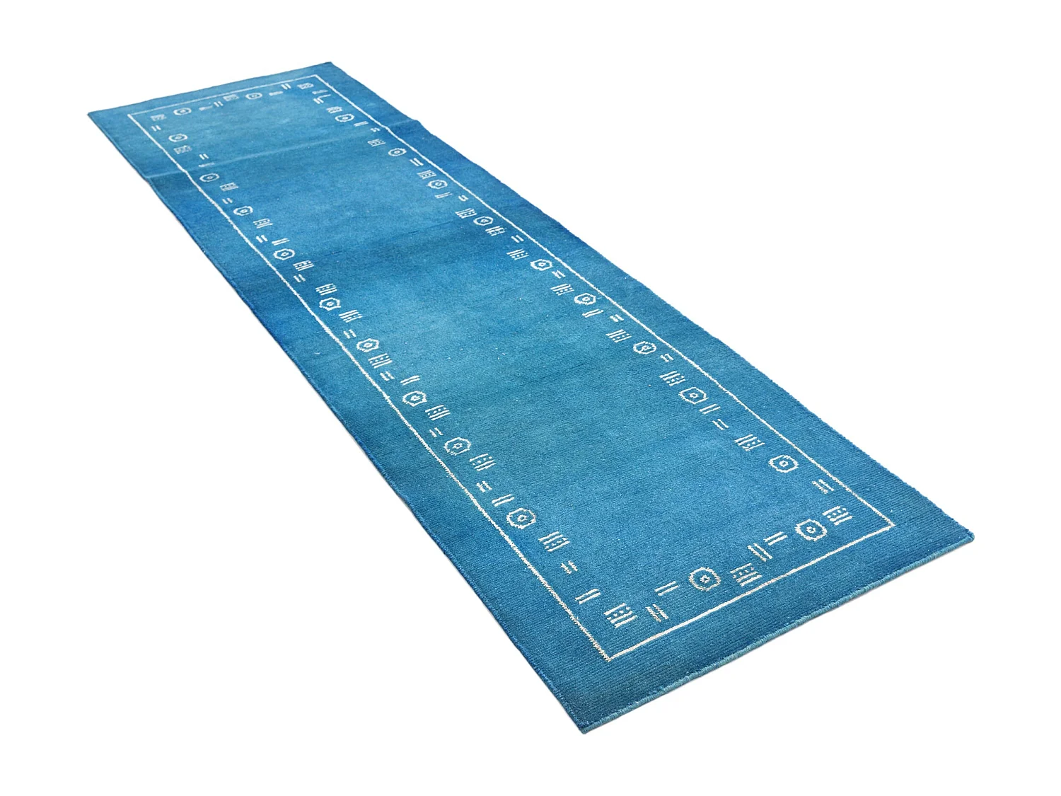 Läufer-Wollteppich 79x287 Blau Darya