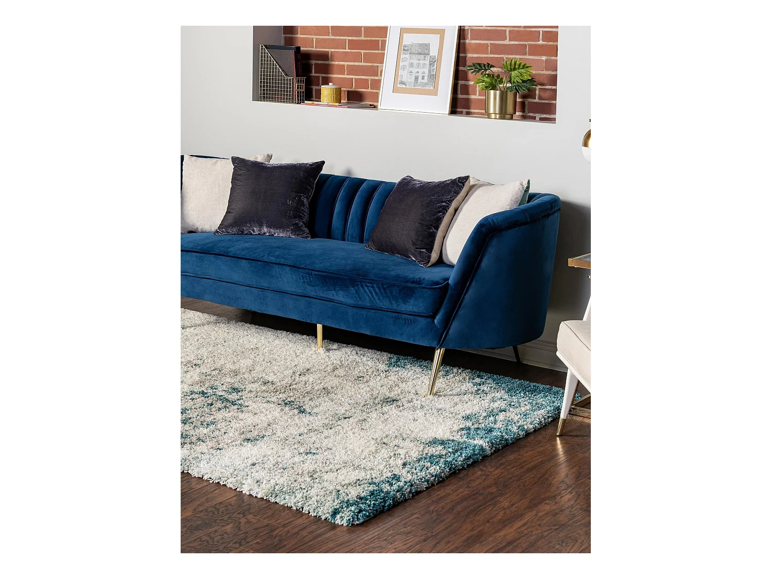 Hoogpolig tapijt 365x275 Beige - Groen Lachen Haze