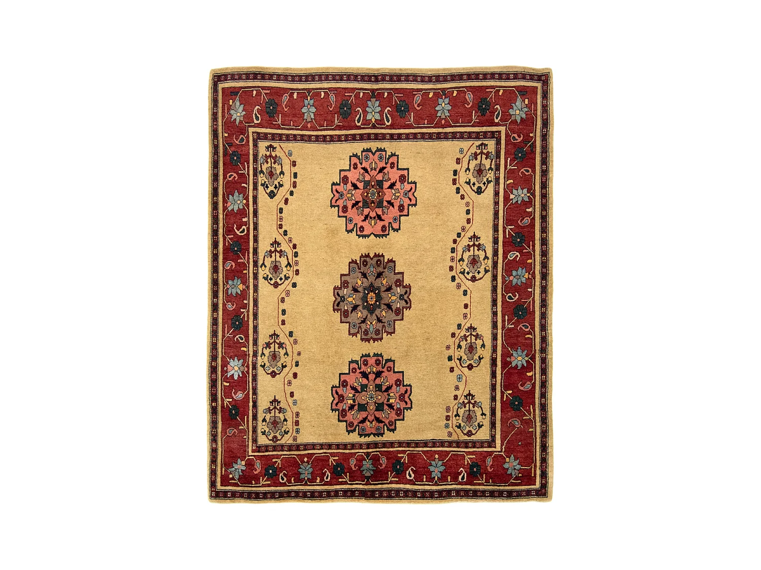Tapis de laine 171x210 beige Kashkuli