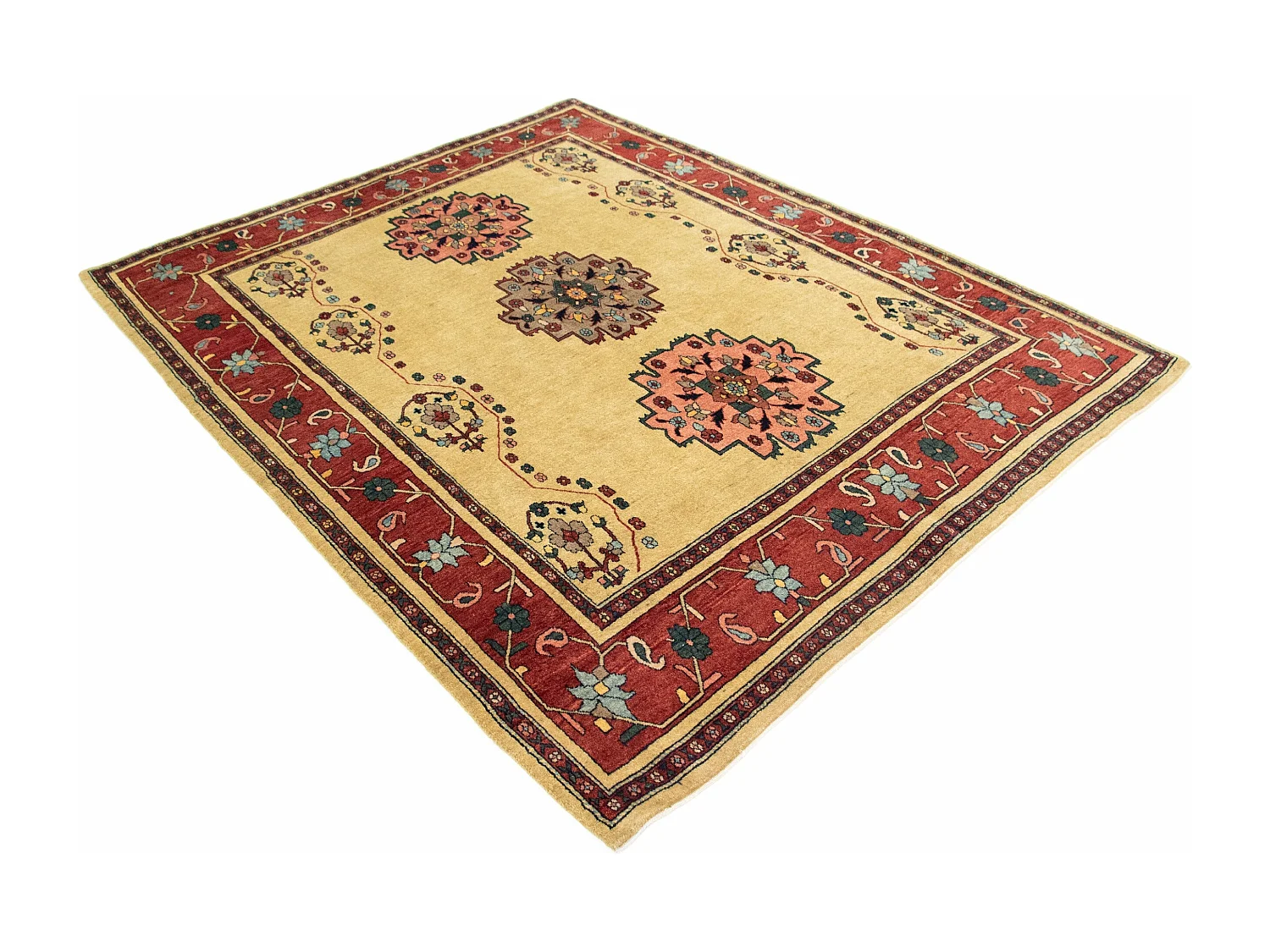 Tapis de laine 171x210 beige Kashkuli
