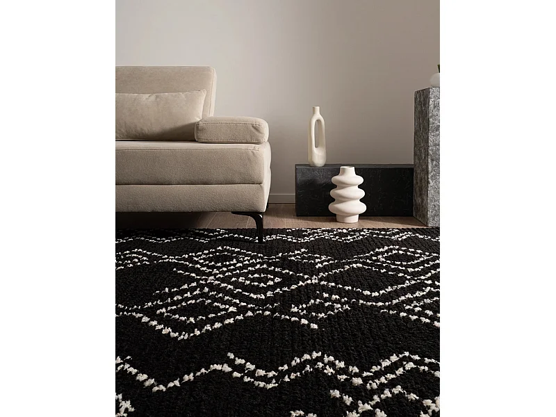 Tapis shaggy 240x305 noir Frauenfeld Classic