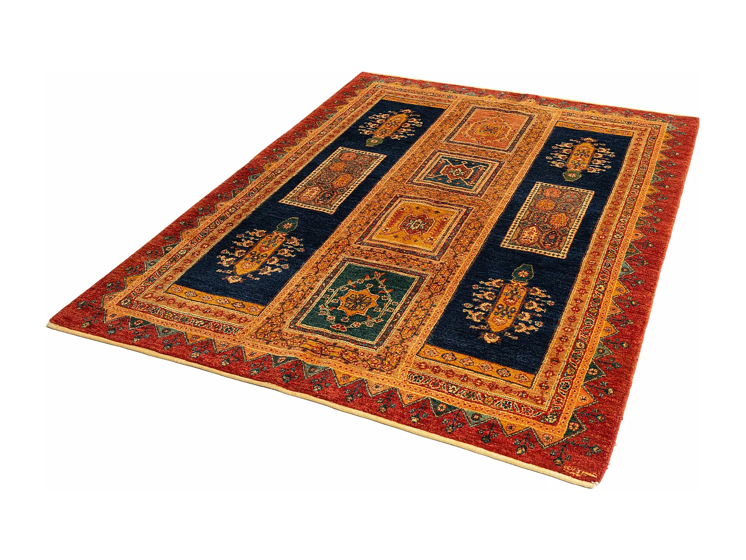 Wollteppich 148x190 Braun Kashkuli