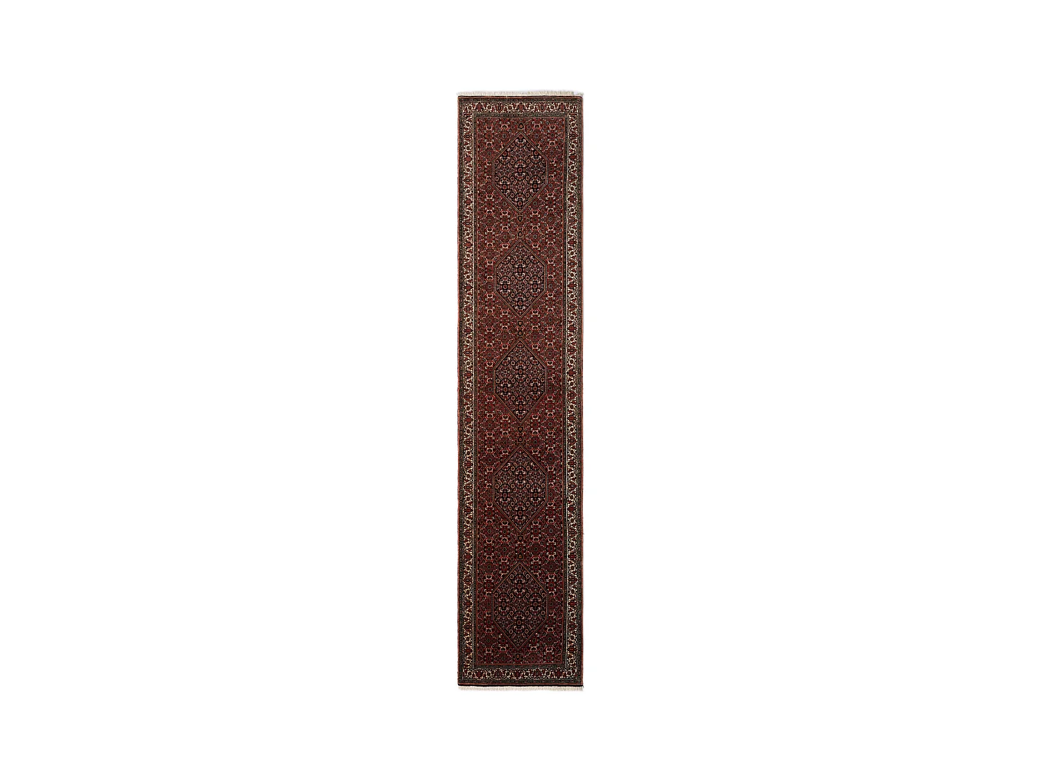 Läufer-Wollteppich 84x405 Rot Bidjar